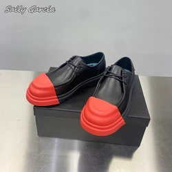 Mixed Color Genuine Leather All-MAtch Casual Shoes 2024 New Fashion Women Shoes Round Toe Platform Lace Up Ankle Boots