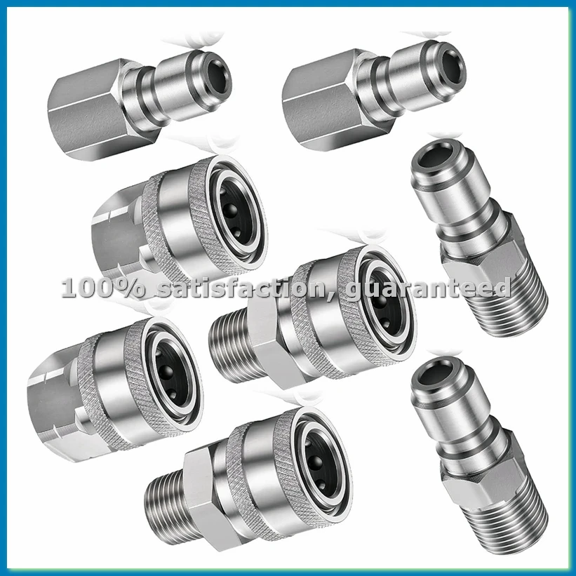 

8 шт. NPT 3/8 дюйма, комплект быстрого разъема из нержавеющей стали «папа-мама», адаптеры для мойки высокого давления (внутренняя и внешняя резьба)-A79U