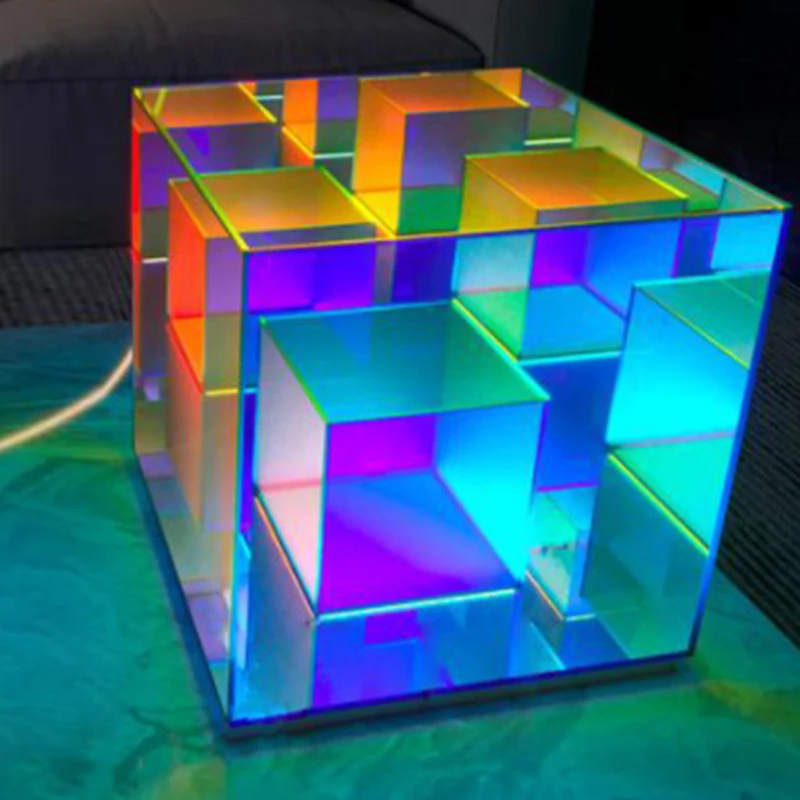 Magic Cube Lamp Crystal Bedroom Sofa Desktop Modern Minimalist RGB Atmosphere Lamp Acrylic Magic Color Creative LED Cube Lamp