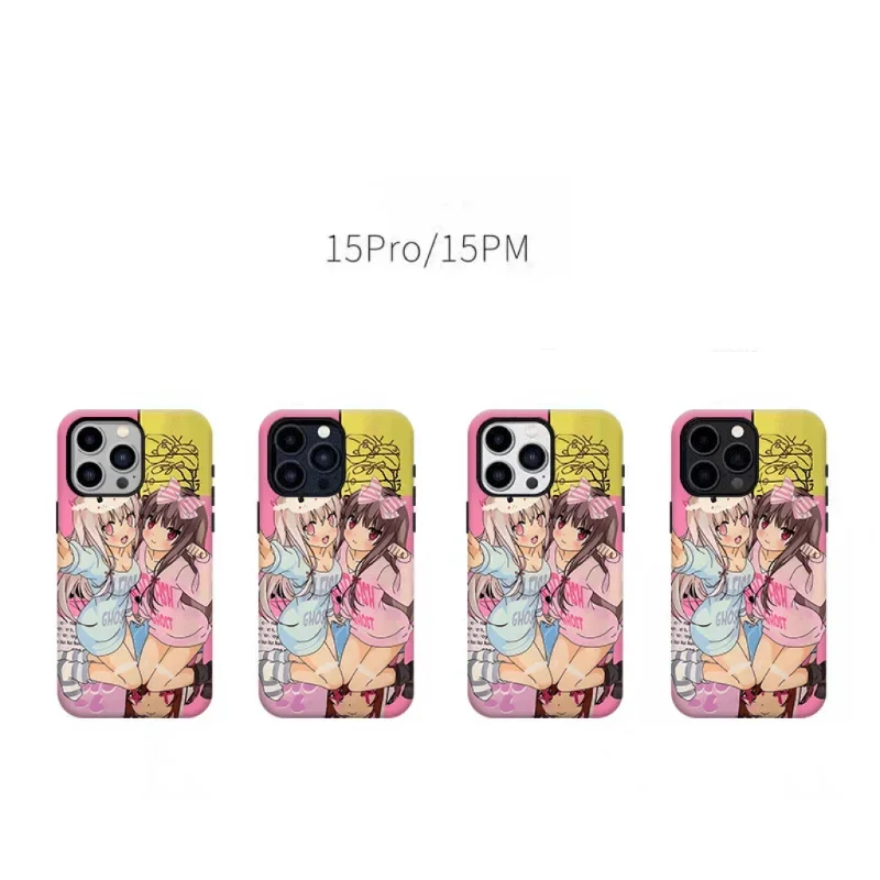 Ins Cute Anime Girl Phone Case for IPHONE 16 15PRO MAX 14 13 12 11 PRO Plus 15pro XS Acrylic TPU Two in One Mobile Phone Cases