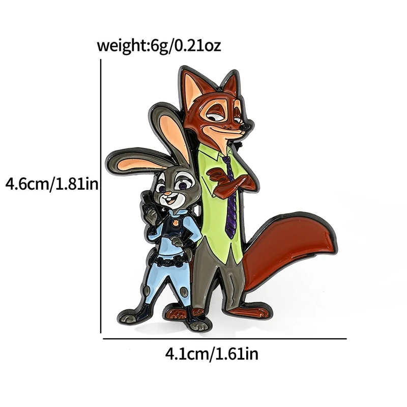 cartoon Zootopia cute fox Nick·Wilde metal badge Decor rabbit Judith Laverne Hopps dripping oil alloy brooch pin accessories