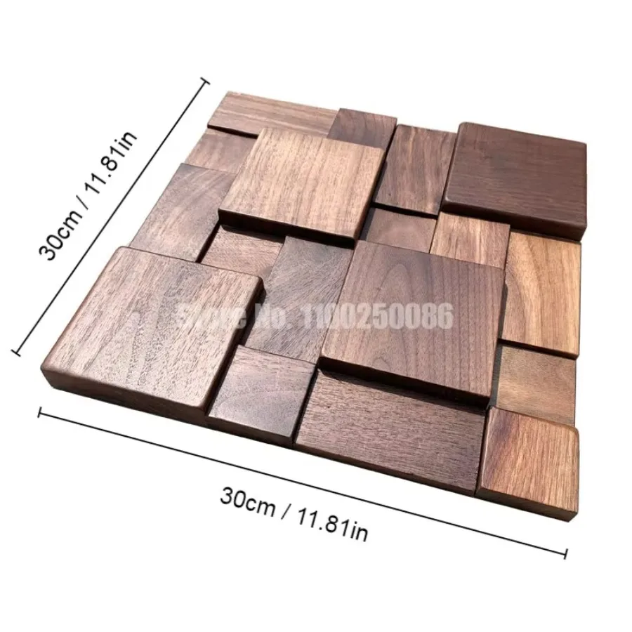 Nordic Natural Black Walnut 3D Wall Art Wood Background Decorative for Home Villa Office Decor Bedroom Wall Decor Mosaic Tile