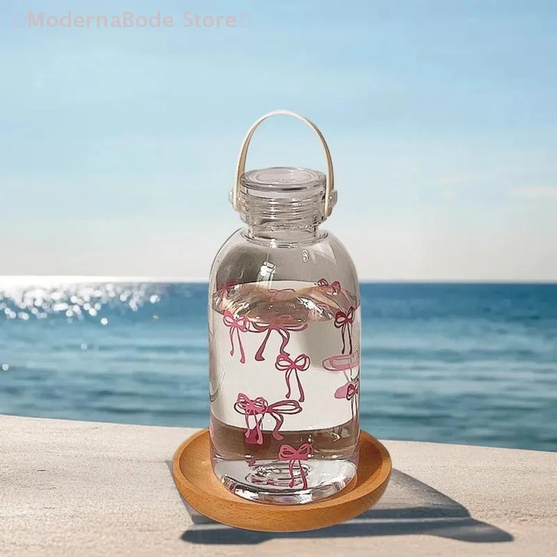 【M】زجاجة مياه بسيطة سعة 500 مل، كوب محمول جمالي للنساء، كوب بلاستيكي ذو سعة كبيرة لشاي القهوة في الهواء الطلق