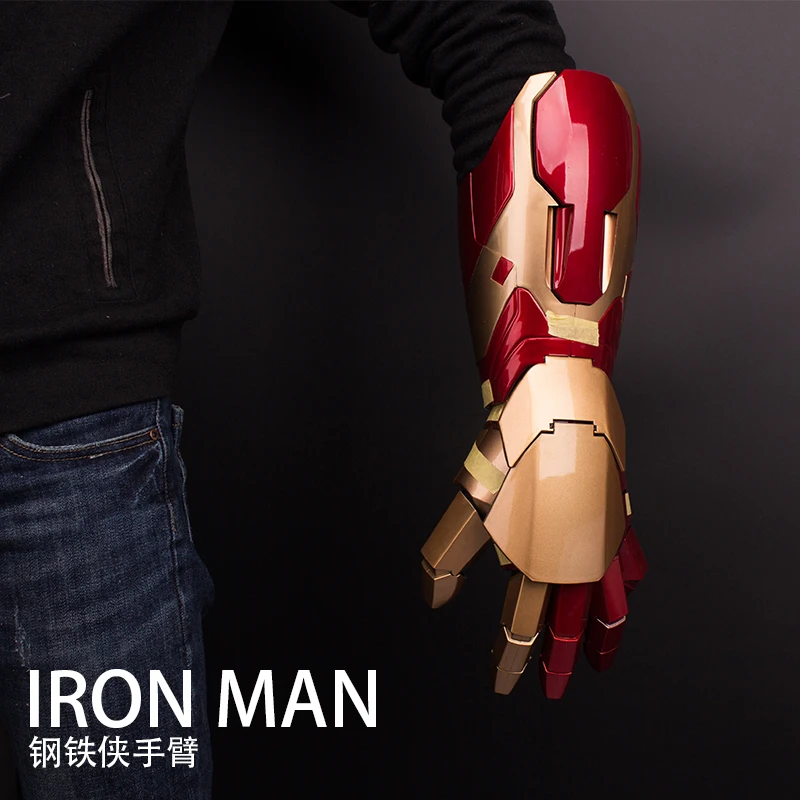 New Mk42 1:1 Avengers Marvel Iron Man Glowing Arm Gloves Cosplay Performance Props Wearable Figure Toy Birthday Gift