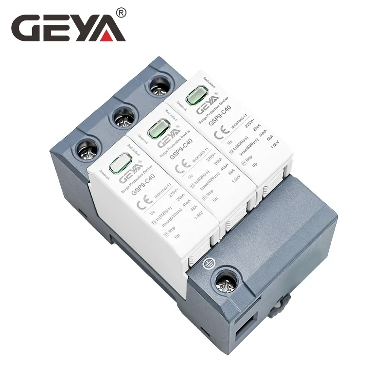 GEYA GSP9 Din Rail 3P SPD AC275V 385V 400V 440V House Surge Protector Protective Low-voltage Arrester Device 40KA