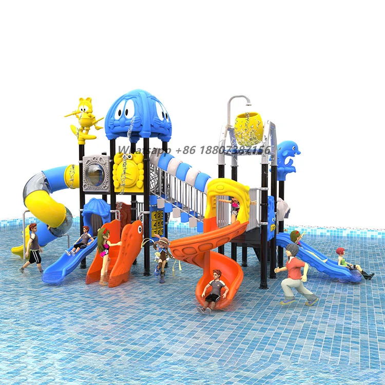 

Custom Plastic Playhouse Slide Pool Kindergarten Equipment Kids Water Theme Aquatic Playground Outdoor Water Park