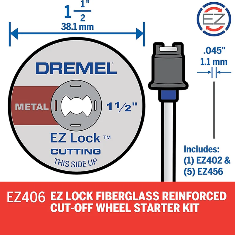 Imagem -02 - Dremel ez Lock Starter Kit 11 Polegadas de Diâmetro Pcs Fibra de Vidro Reforçada Discos de Corte Ez402 Ferramenta Rotativa Disco de Corte
