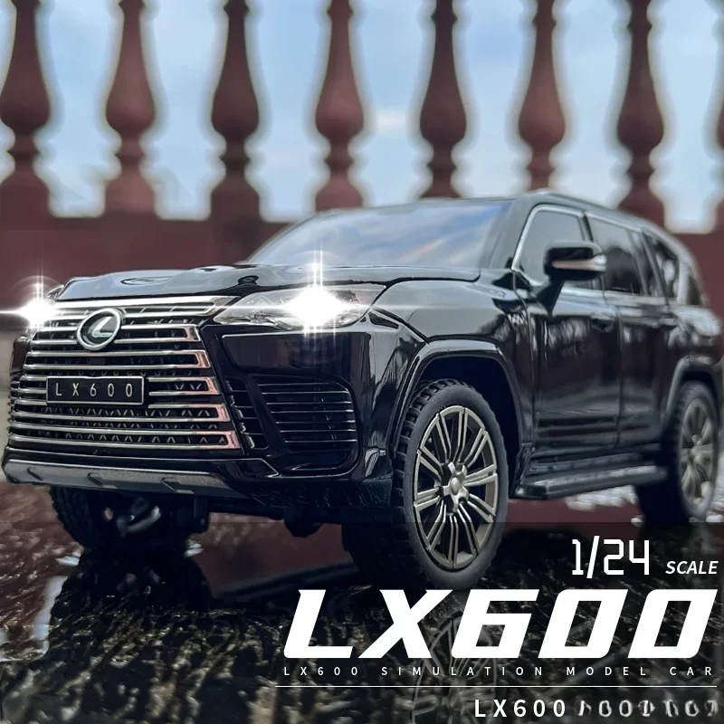 Modèle de voiture Lexus LXfemale SUV en alliage pour enfants, son et lumière, côtes arrière, véhicule jouet à collectionner, cadeau d'anniversaire, échelle 1:24