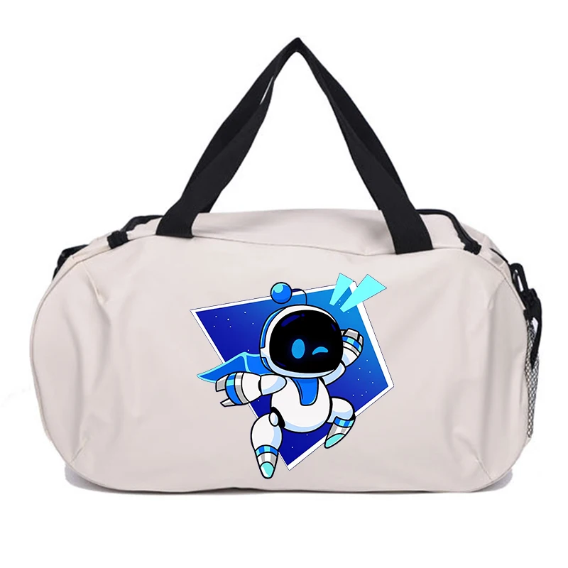 Astro Bot Travel Bag Cartoon Game Figure Printed Luggage Bags Outdoor Camping Large Capacity Backpack Oxford Cloth Gym Bags