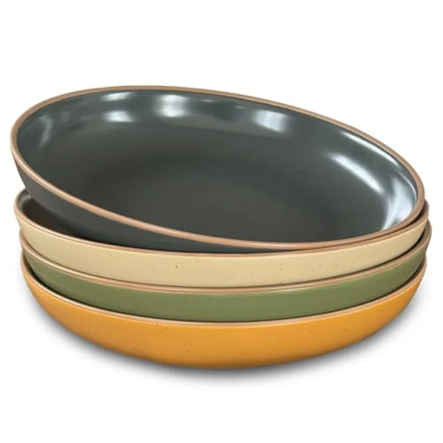 

Набор из 4 больших матовых керамических мисок для пасты объемом 30 унций - для салатов, ужинов и т.д. - Кухонные тарелки/широкие миски - Подходят для микроволновой печи и посудомоечной машины.