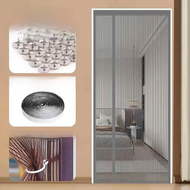 Invisible Mosquito-Proof Aluminum Alloy Sliding Door Curtain Home Entrance Screen Door Retractable Window Mesh Door for Resid...