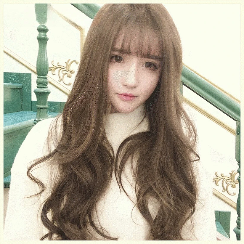 

2025 New Women's Long Curly Wig with Air Bangs, Hot Selling Full Head Wavy Hairpiece for Wholesale