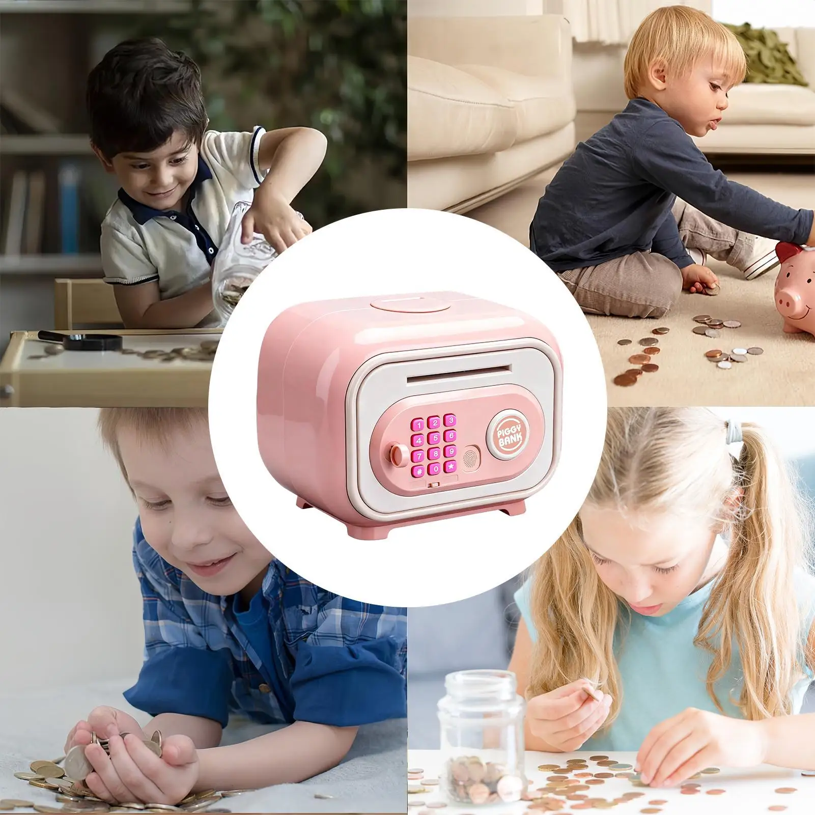 Elektronische bank Cash ATM-speelgoed Elektronische spaarpot met code en vingerafdrukwachtwoord voor het tellen van besparingen Leeftijden 3-12 Meisjes Tieners