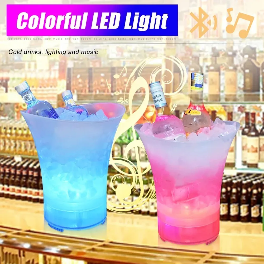 LED Ice Bucket with Bluetooth Speaker, Ice Bucket Beer Wine, Drink Container