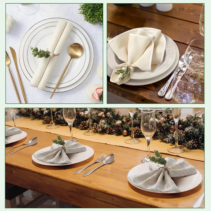 12/1Pcs Wedding Napkin Rings Eucalyptus Leaves Napkin Holder Buckles Spring Easter Home Table Decoration Birthday Party Supplies