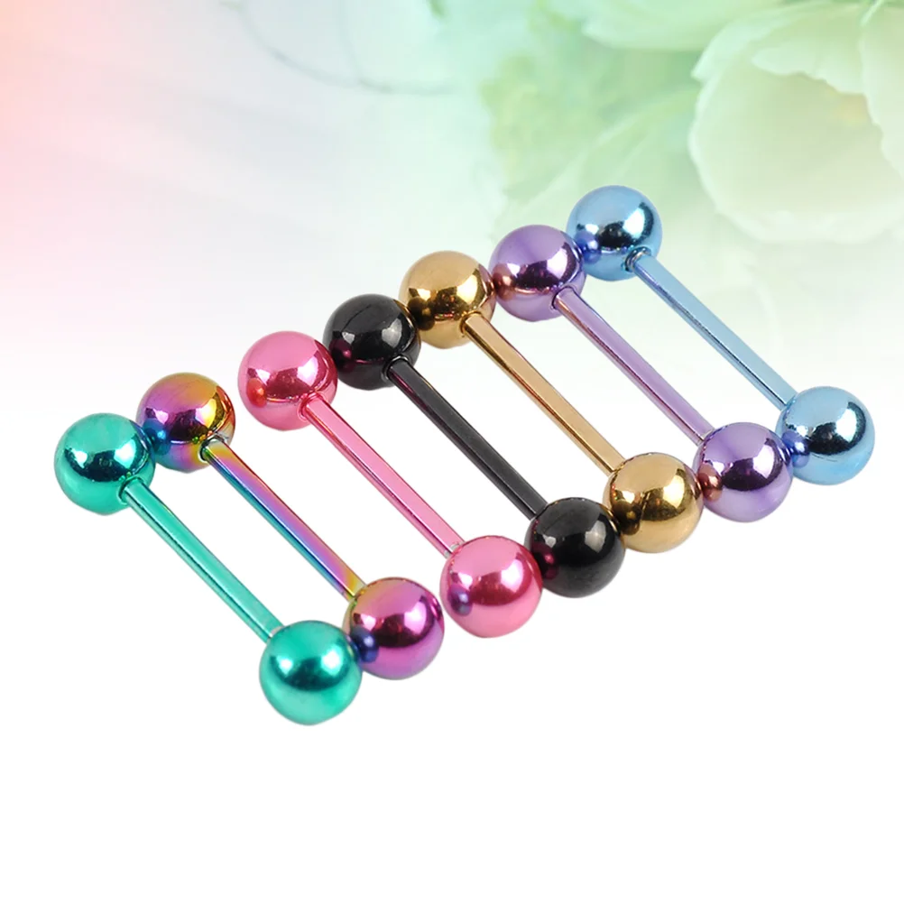 

7 Pcs Stainless Steel Tongue Rings Double-headed Dumbbell Shaped Straight Barbells Piercing Tongue Bars Body Percing Jewelry