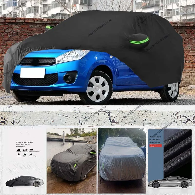 

Защитные чехлы, водонепроницаемый автомобильный чехол, автомобильный уличный полный автомобильный чехол для Suzuki Alto с ветрозащитным веревочным крючком 355x148x143 см