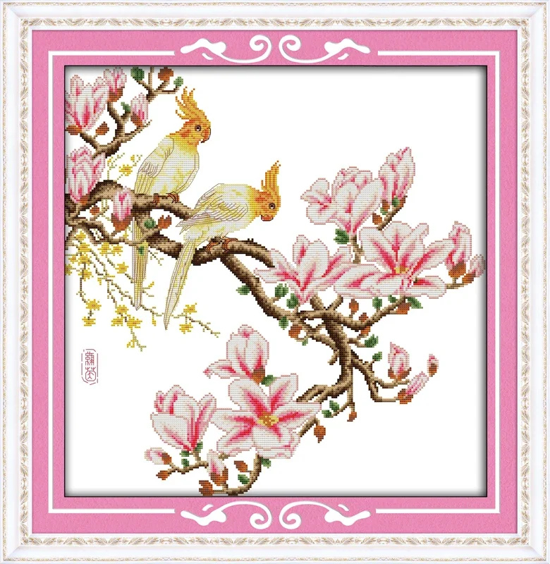 Singing birds  flowers cross stitch kit flower 18ct 14ct 11ct count printed canvas stitching embroidery DIY handmade needlework