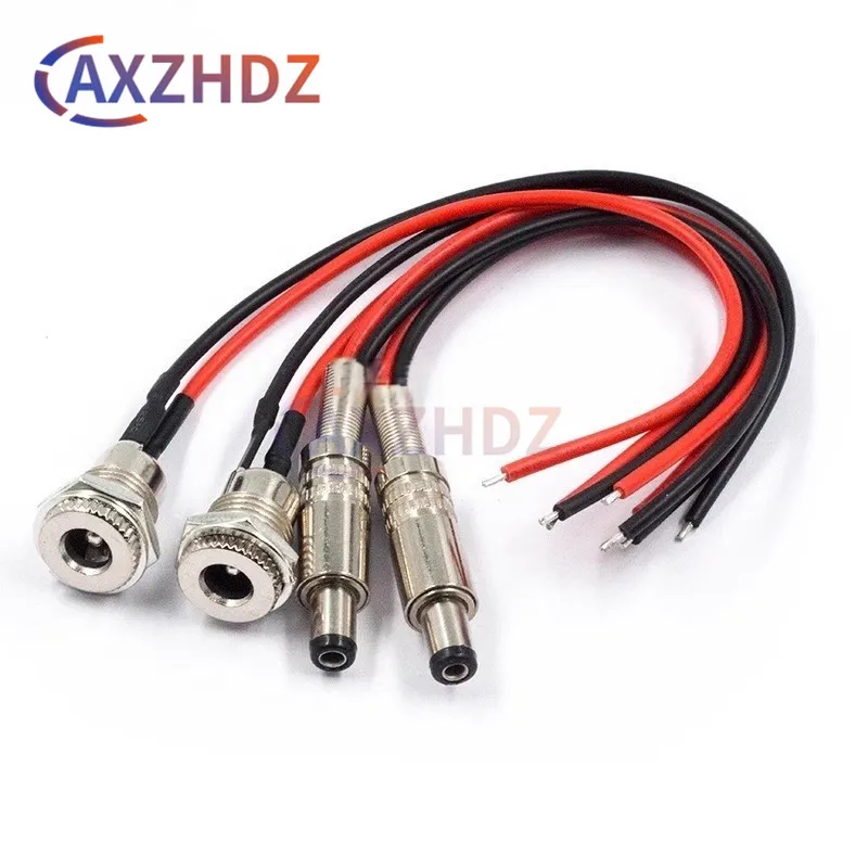

1PCS DC099 5.5 x 2.1mm 5.5 x 2.5mm DC Power Socket Threaded Female Connector Adapter With 20AWG Cable Wires DC-099 10CM 20CM