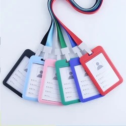 Plastic Credential Student Nurse ID Badges Clear Card Holder Business Pass Tag Holder Office Work Card Case Holder with Lanyard