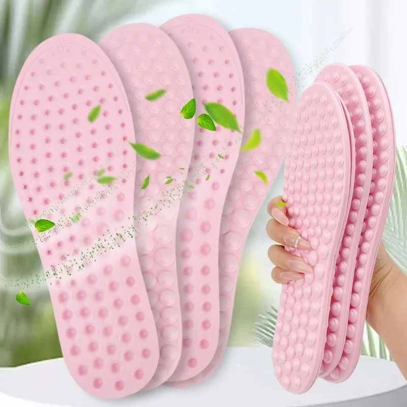 Massage Insoles 5D Womens Foot Pain Relief Shoe Pads Soft Breathable Inserts Sports Cushion Comfort Support Running Insoles