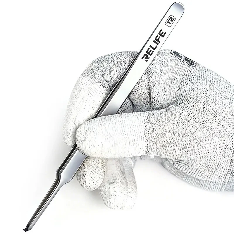 Прецизионные пинцеты с плоским кончиком RELIFE T2, немагнитные для ремонта телефонных и микросхем, инструмент для обслуживания ручной работы