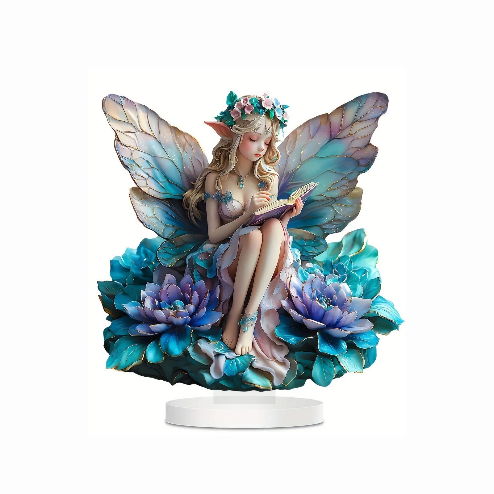 الجنية والكتاب تمثال الاكريليك لافتات ملهمة منضدية الديكور بطاقة ديكور المنزل 2D شاتيربروف حلية مجموعة #3