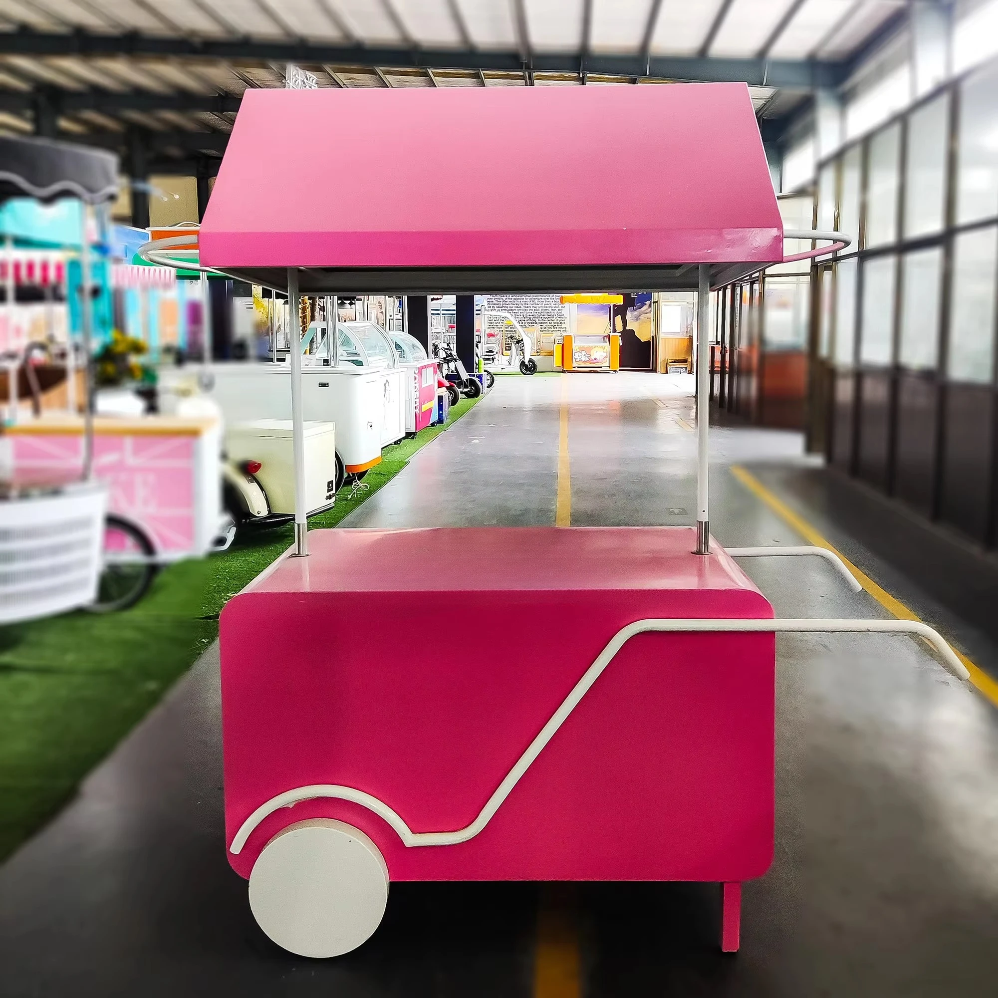 

Mobile Market with Advertising Space Snacks Food Truck Commercial Stainless Steel Foldable Selling Car with Wheels