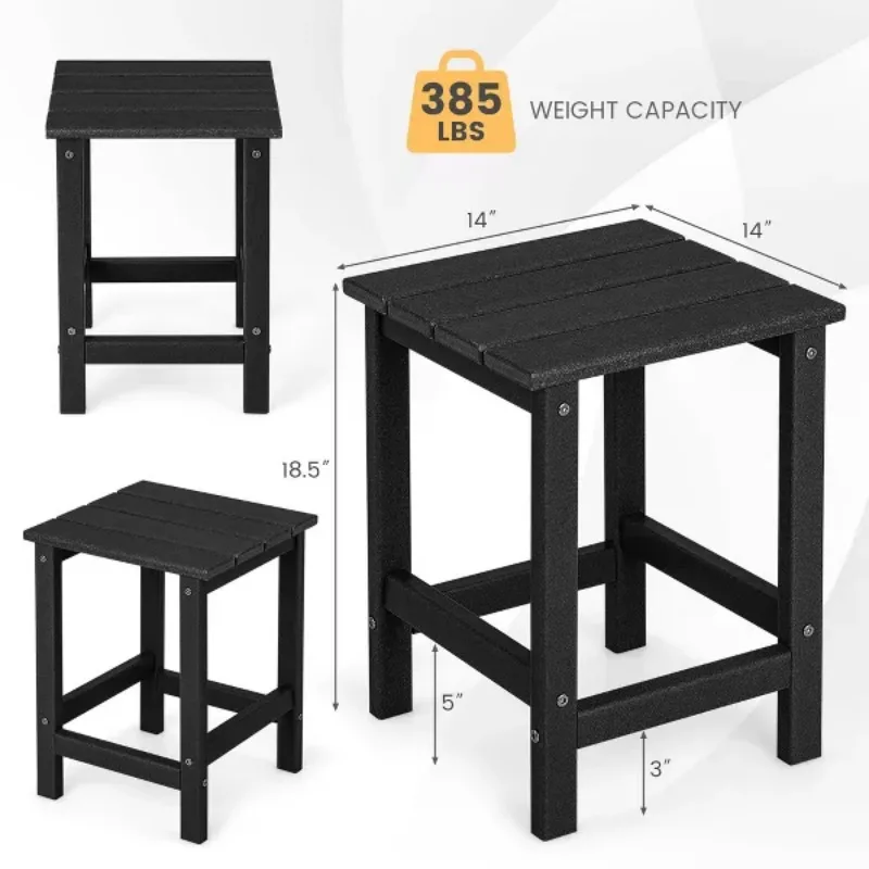 US 14'' Patio Adirondack Side End Table HDPE Square Weather Resistant Garden Black/Brown/Grey/White