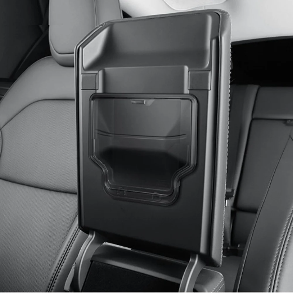 Magnetische Versteckte Aufbewahrungsbox für Tesla Model YL Y Juniper 2025 2026 Armlehnen-Deckel-Organizer Transparente Schwarze Hülle – Detail 5