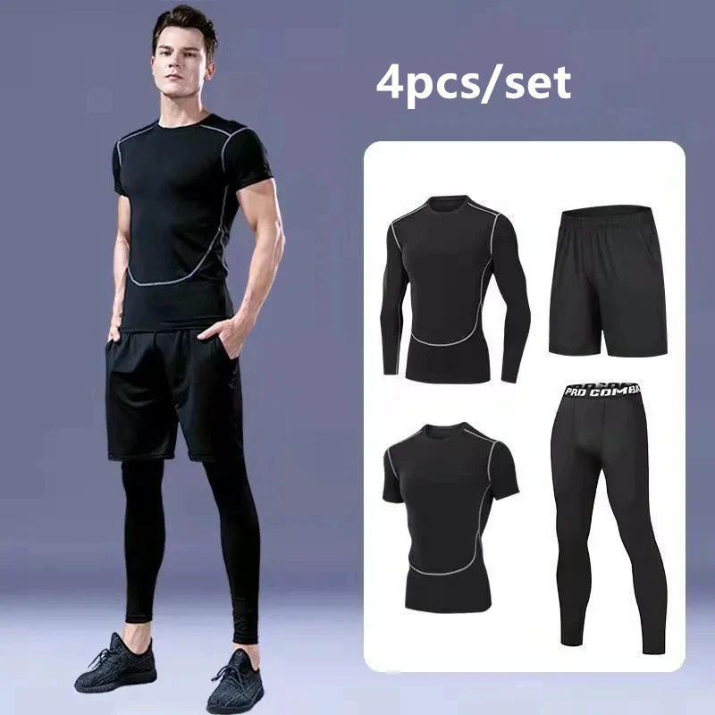 2024 Compression Sports Suit Men\'s Running Sets Yoga Gym Fitness Sportswear Basketball Tights Jogging Training Underwear Clothes