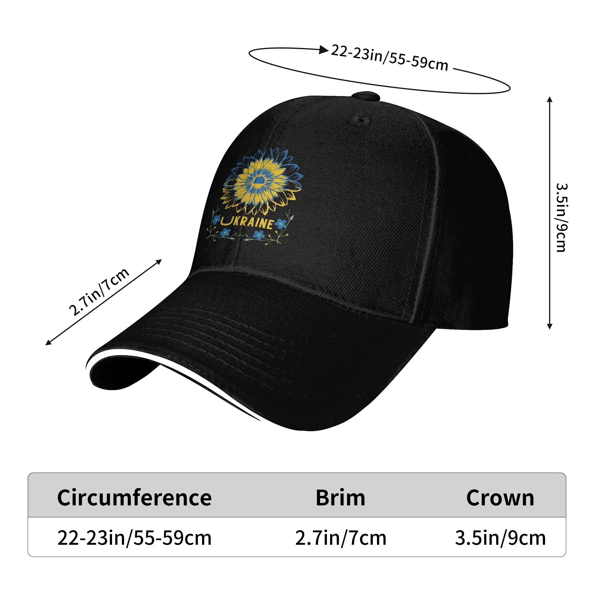 Sunflower Ukrainian Flag Casual Baseball Cap Ukraine Tennis Skate Trucker Hat Summer Breathable Couple Women Design Baseball Cap