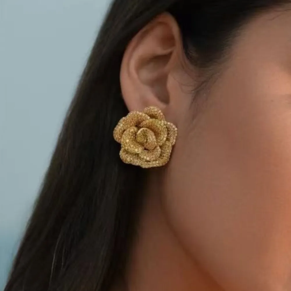 

1 пара золотых серег с кристаллами розы для вечеринок, модные женские ювелирные изделия, подарок на годовщину