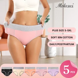 Molasus Women Soft Cotton Panties Abdominal Surgery Recovery Briefs Ladies High Cut Full Coverage Underpants Plus Size Underwear