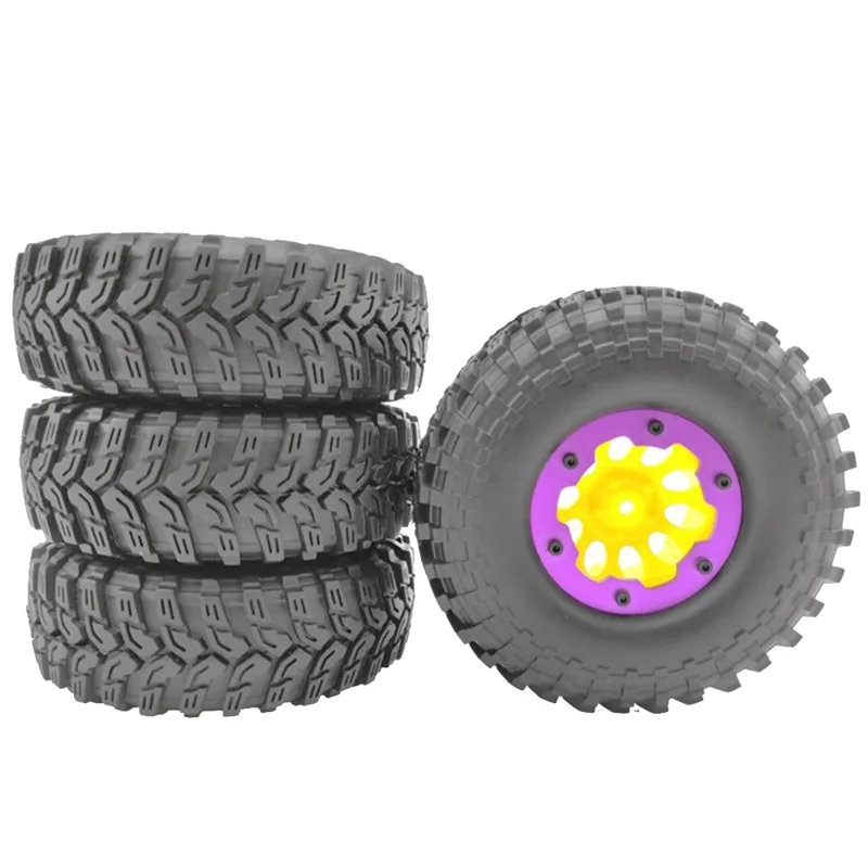 4 PCS SCX10 AX10 Inflatable 114mm 1.9 Inch Pneumatic Beadlock Tire Wheel for 1/10 RC Crawler Truck Wraith SCX10,Yellow