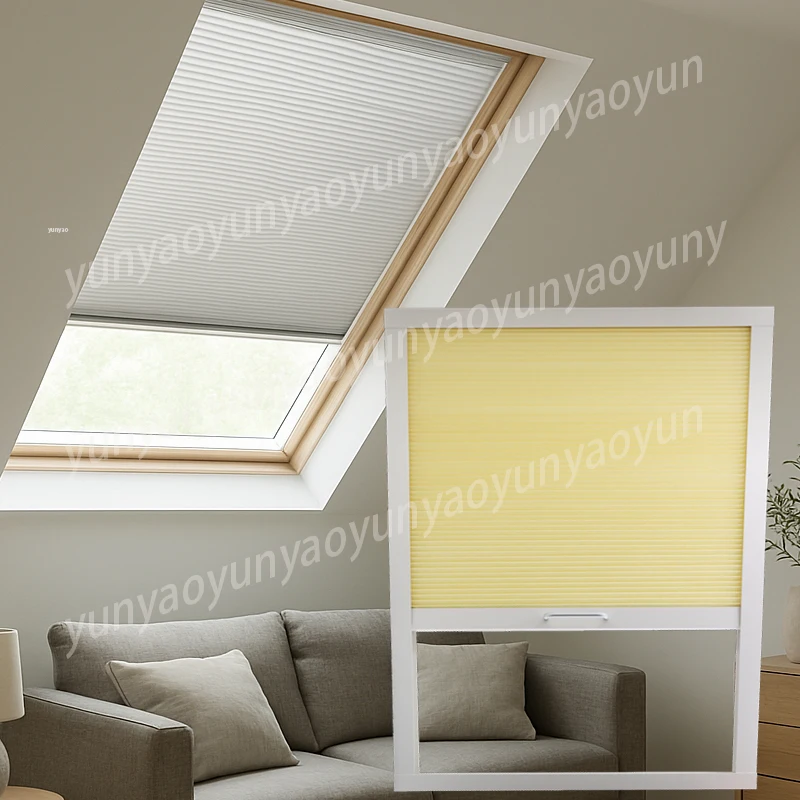 Cordless Honeycomb Pleated Curtains Attic Sunroom Roof Windows Heat Insulation Light Filtering