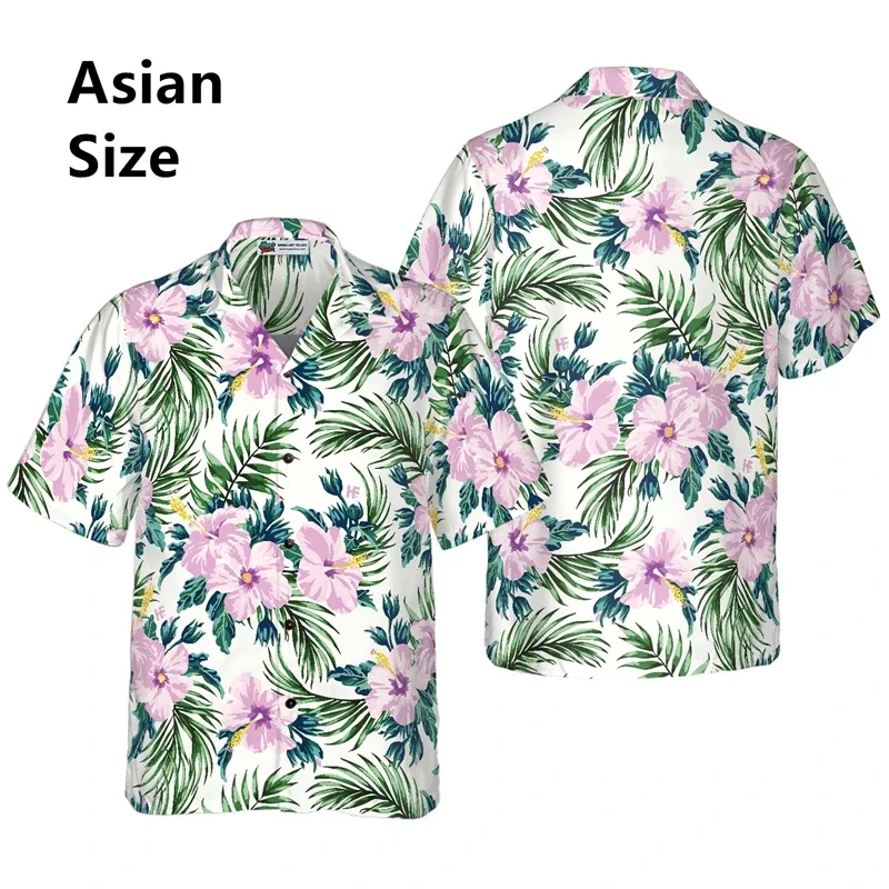 

3D Print Mens Short Sleeve Beach Shirts Classic Flower Pattern Hawaiian Shirt For Men Women Summer Casual Button Aloha Shirts