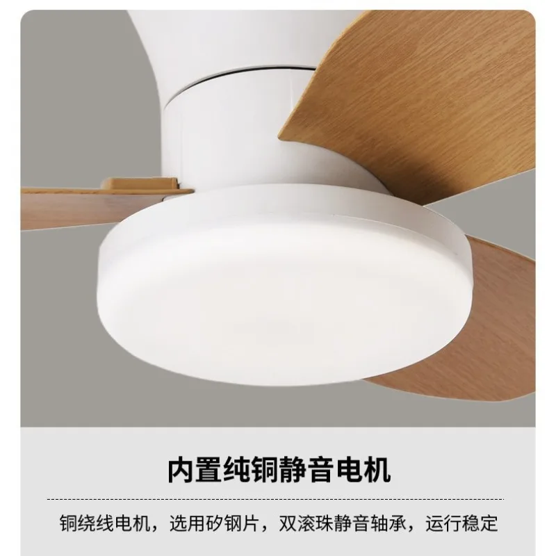 Vintage Silent Ceiling Fan Lamp High-Speed Airflow Fandelier with Eye-Protect Lighting 3-in-1 Log Style Bedroom Restaurant Light