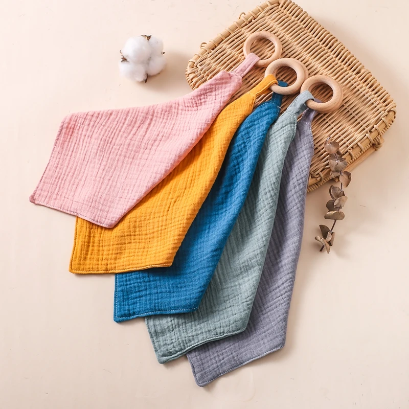 1 PCS Baby Saliva Towel Solid Color Cotton Bib Beech Baby Teether Toy BPA Free Newborn Baby Sleeping Blanket Newborn Care Gift