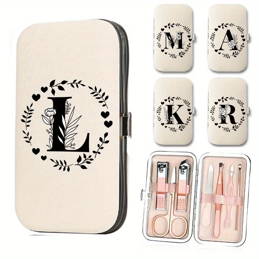 

7pcs Durable Nail Clippers Set with Storage Box Professional Foot Care Set Portable Clipper Tool Garland Letter Pattern