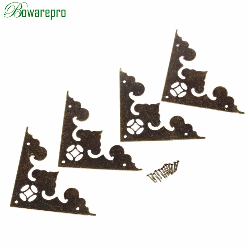 4Pcs 58mm Antique Corner Brackets Jewelry Gift Box Wooden Case Table Feet Leg Book Corner Decorative Protector Cover with Screws