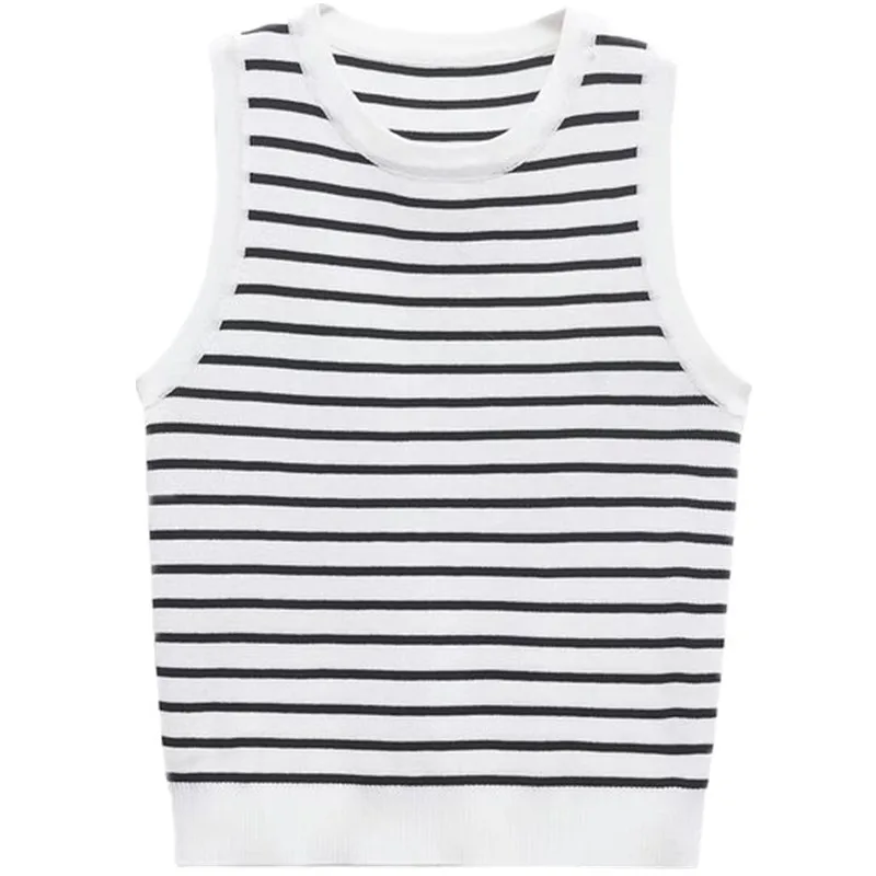 

Весна 2025: женский простой круглый вязаный топ в полоску Ne Svel для поездок на работу, верхняя одежда стандартной длины