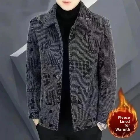

Men's Winter Fce Lined Thiened Woolen Jaet ort Sle Warm Clothes Autumn Winter New Arrival Casual Faion Men's Coat