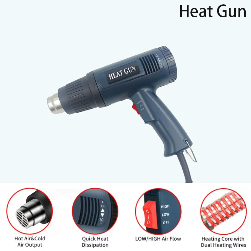 الصناعية الكهربائية مسدس هواء ساخن سيارة فيلم الحرارة بندقية مجفف الهواء لحام منفاخ حراري يتقلص التفاف