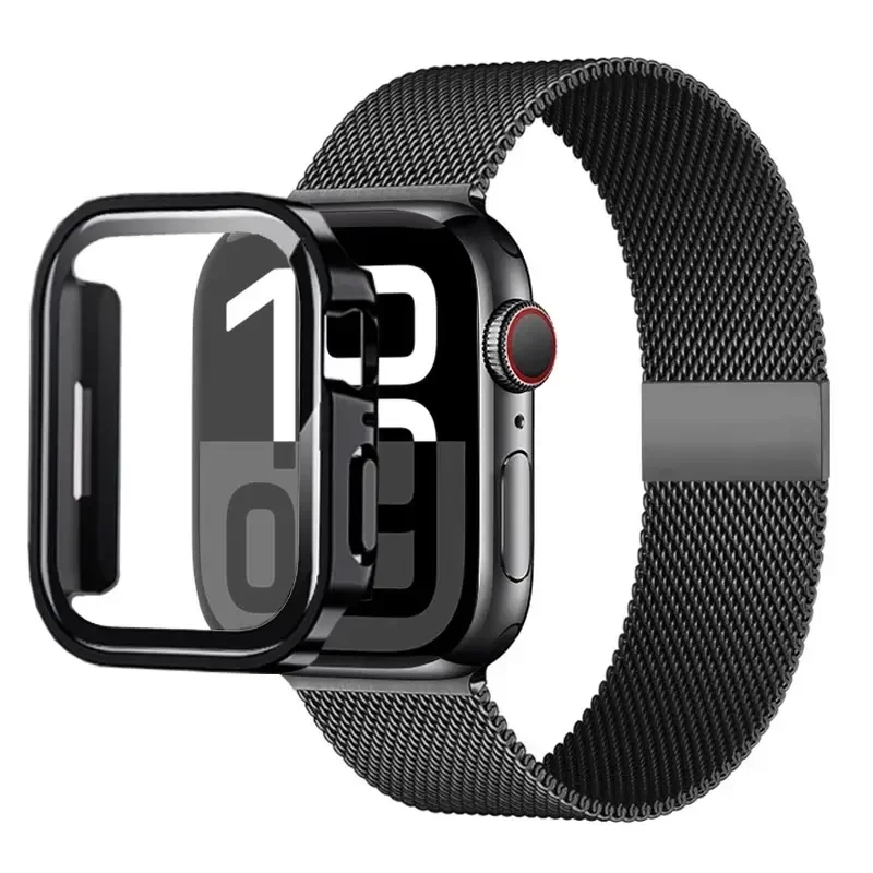 Milanese Loop Strap für Apple Watch Ultra 49 mm Band 44 mm 40 mm 41 45 mm Gold Silber Leopardenarmband + Hülle iWatch 9 8 7 6 5 4 3 SE – Detail 8