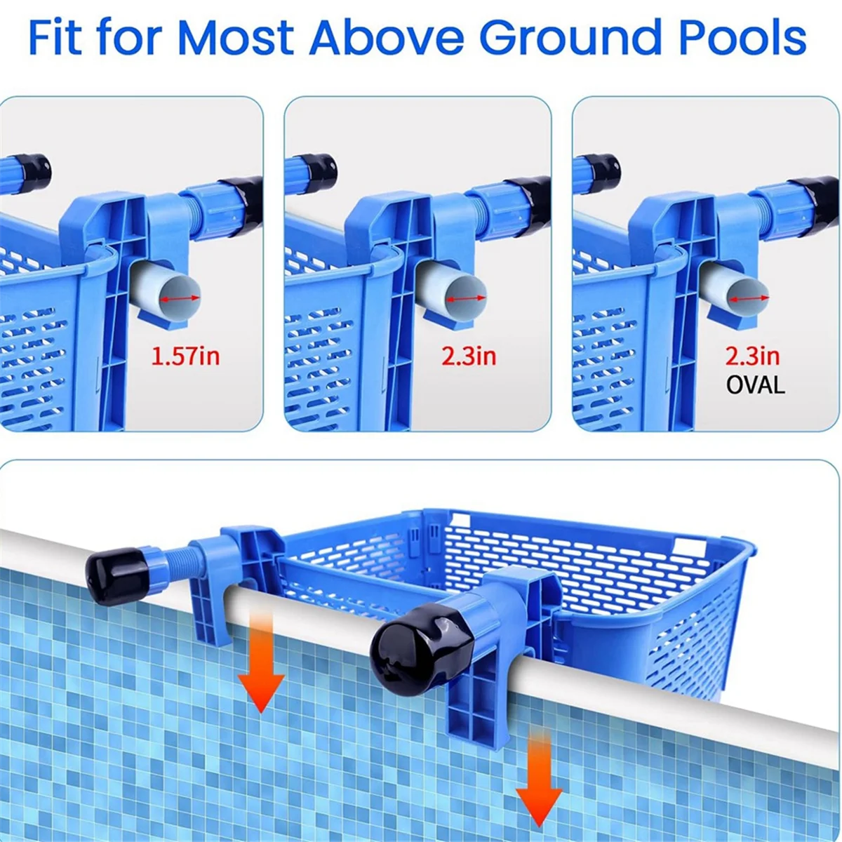 

Thickened Poolside Storage Basket with Adjustable Handle - Multi-Functional Pool Accessories (Robin Blue)