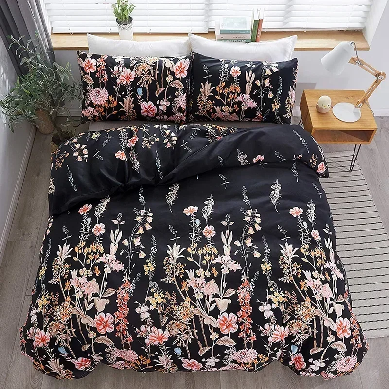 Vintage Bedding Set Soft Colors Bed Linen Flower Pattern Duvet Cover Sets Quilt Cover Double  Bedclothes Bed Sheet