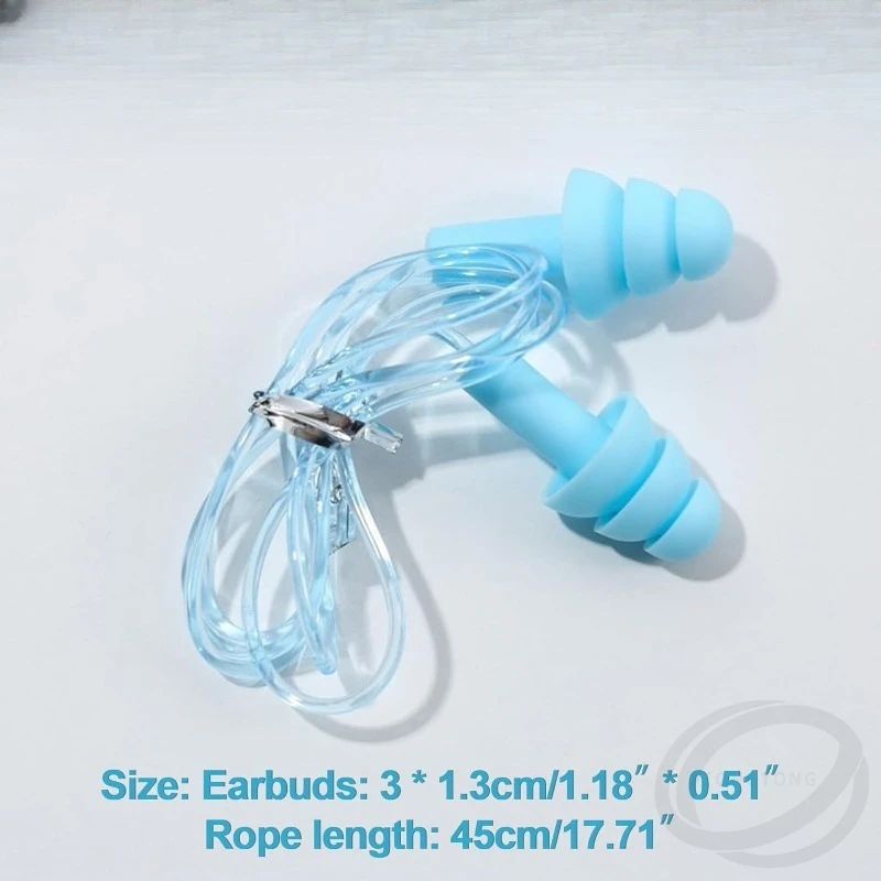 6 쌍 로프가있는 부드러운 소음 방지 귀 플러그 방수 귀 플러그 어린이를위한 수영 성인 귀 보호기 재사용 가능한 귀마개