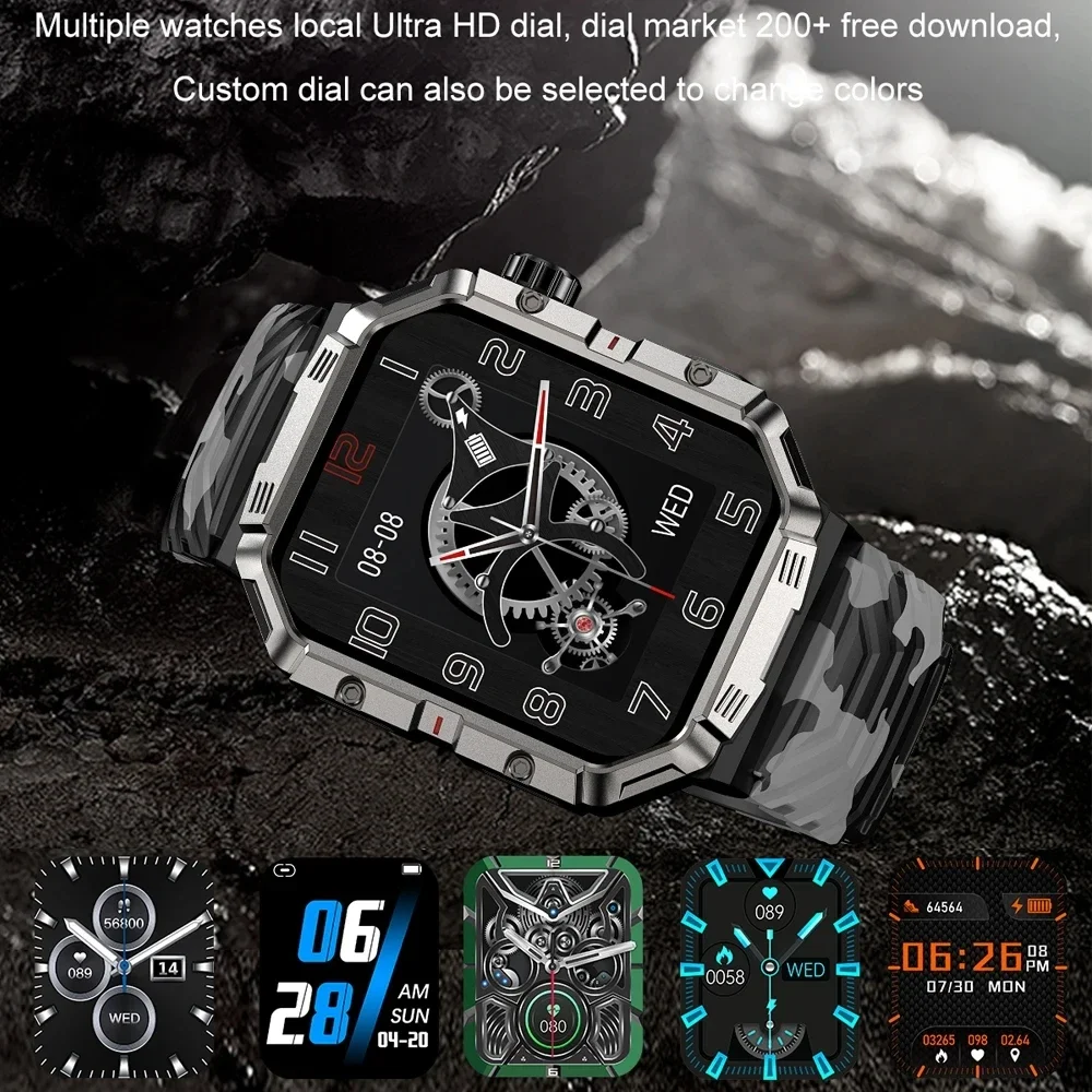 New Men's Military Smartwatch - IP68 Waterproof GPS NFC High-Definition Display Health Monitoring Durable for Outdoor Sports