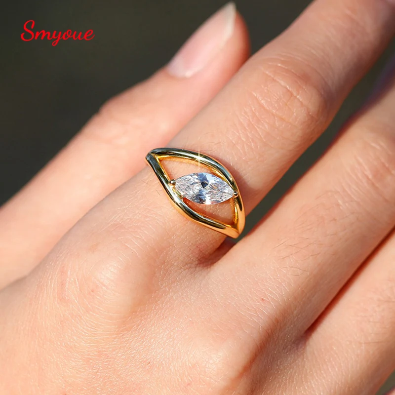 

Smyoue 5*8mm 1CT Marquise Cut Moissanite Rings for Women Weaving Wrapping Party Band 18k Plated S925 Sterling Silver Jewelry